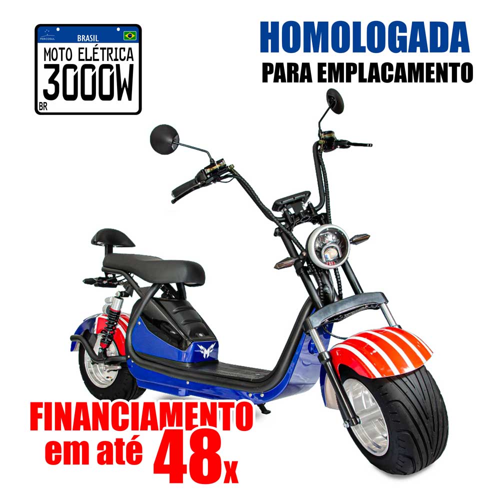 Moto Elétrica Scooter 2000W Vermelha Homologada para emplacamento